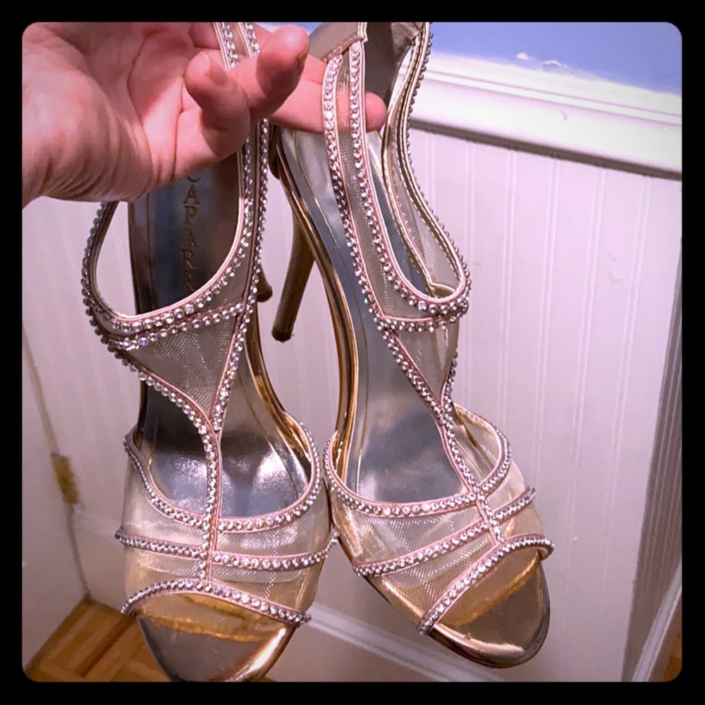 Gold sheer Caparros high heels